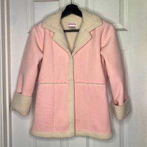 EUC American Girl Pink Faux Suede Shearling Coat Girls Sz 10